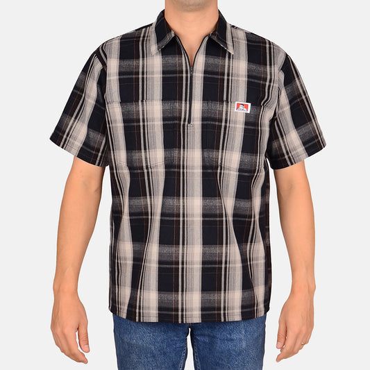 Ben Davis #133 - 1/2 Zip Short Sleeve Plaid Navy