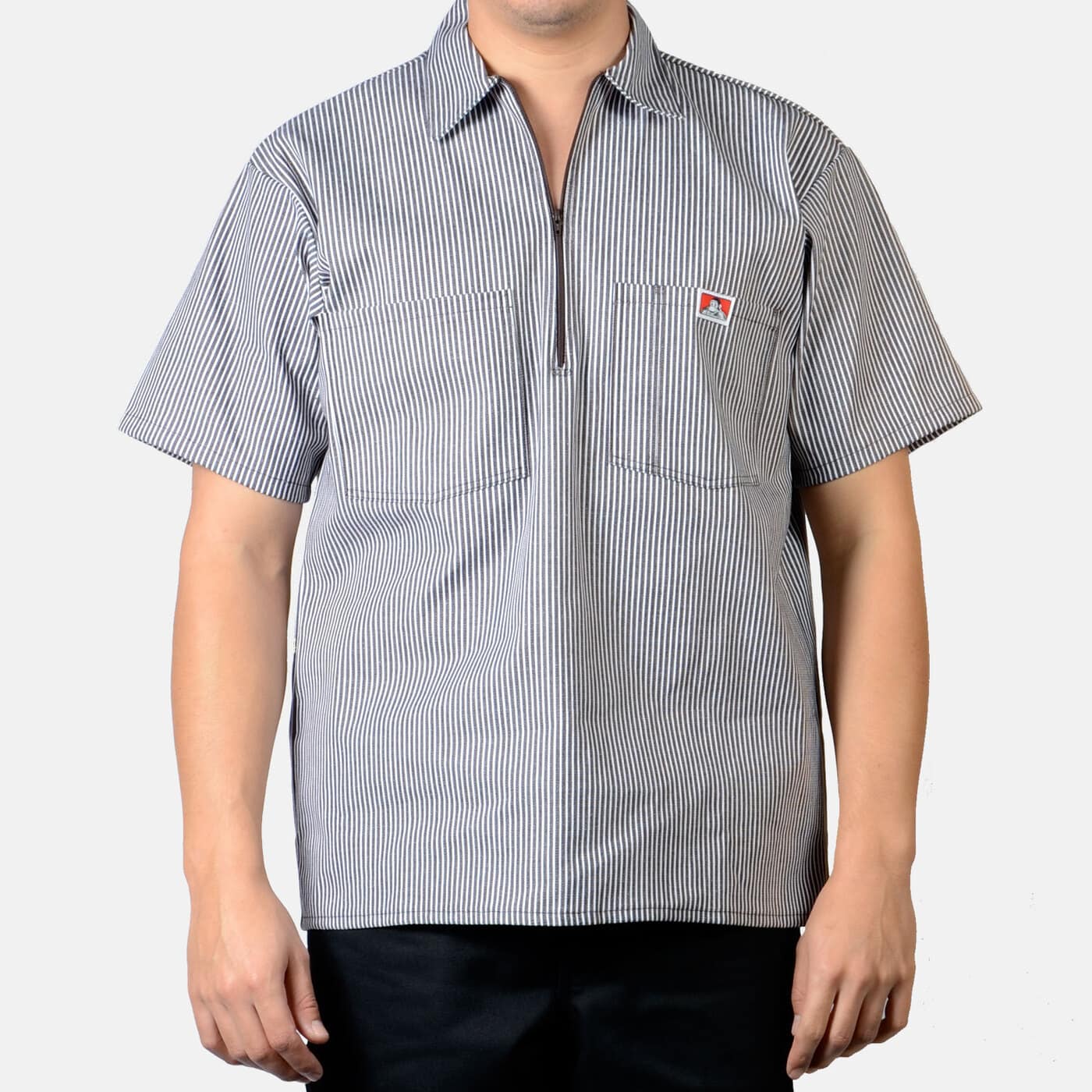 Ben Davis 1/2 Zip Short Sleeve Stripe Brown #175