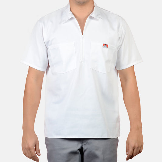 Ben Davis 1/2 Zip Short Sleeve Solid White
