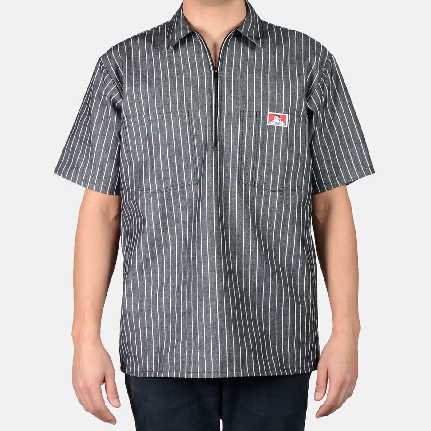 Ben Davis / 109 - 1/2 Zip Short Sleeve Stripe Butcher