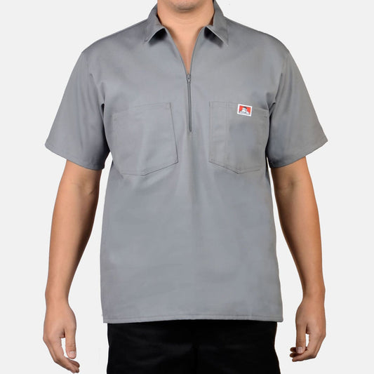 Ben Davis 1/2 Zip Short Sleeve Solid Lt Grey