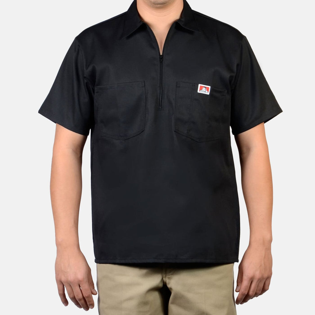 Ben Davis 1/2 Zip Short Sleeve Solid Black