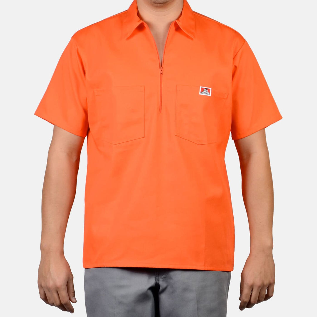 Ben Davis 1/2 Zip Short Sleeve Solid Orange