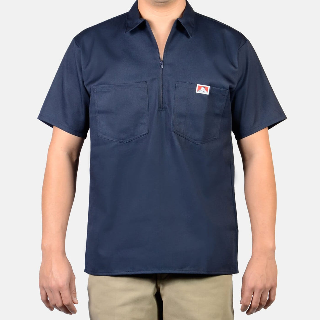 Ben Davis 1/2 Zip Short Sleeve Solid Navy