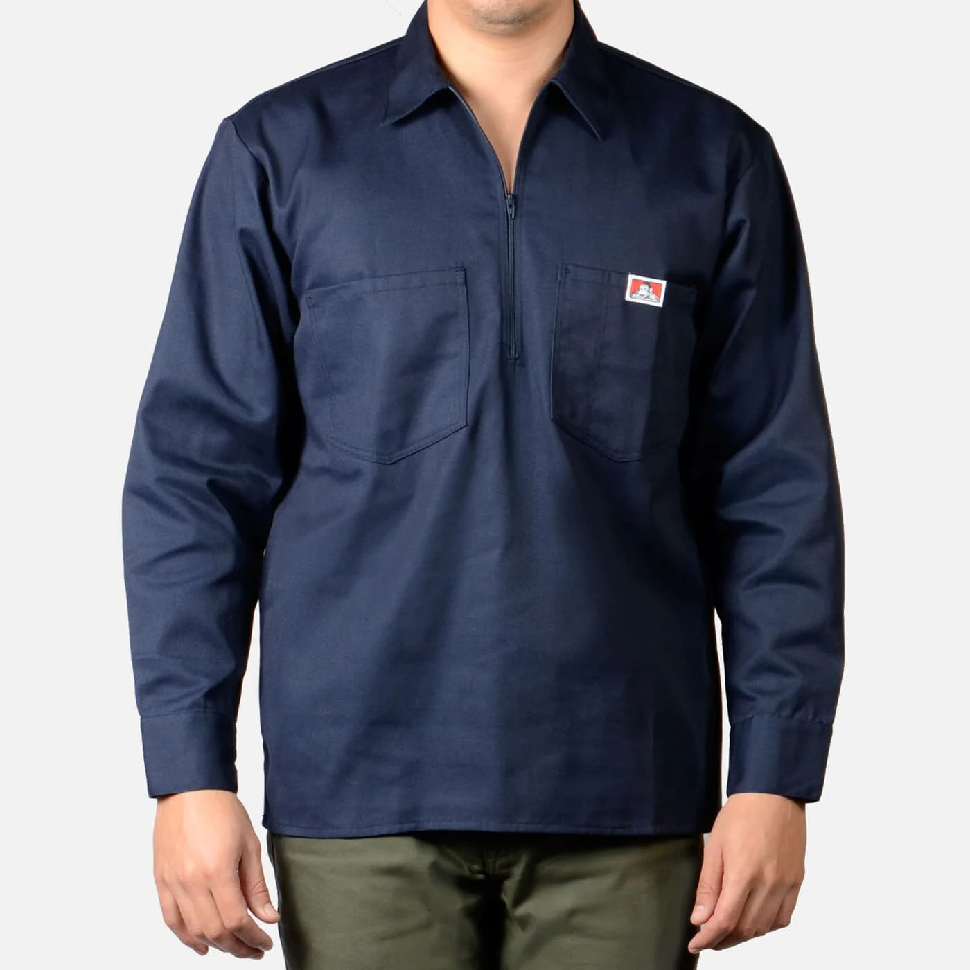 Ben Davis 1/2 Zip Long Sleeve Solid Navy