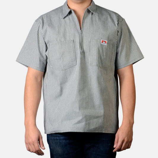 Ben Davis 1/2 Zip Short Sleeve Stripe Olive #173