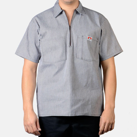 Ben Davis 1/2 Zip Short Sleeve Stripe Brown #175