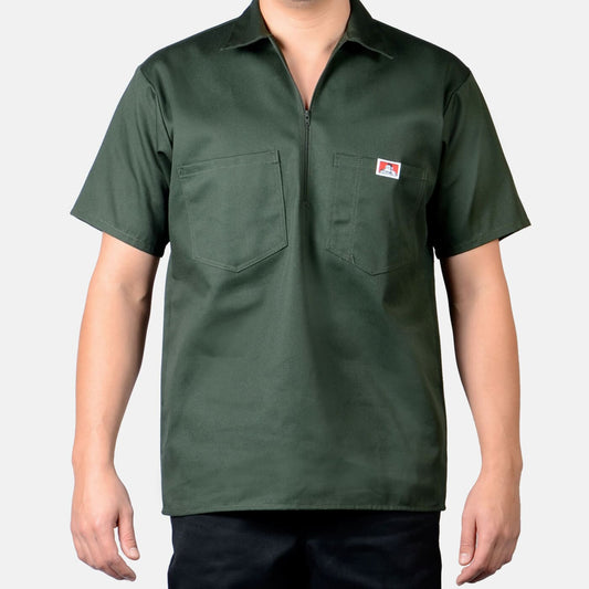 Ben Davis 1/2 Zip Short Sleeve Solid Olive