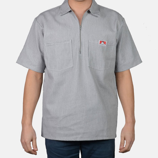 Ben Davis 108 / Hickory Stripe - 1/2 Zip Short Sleeve Shirt
