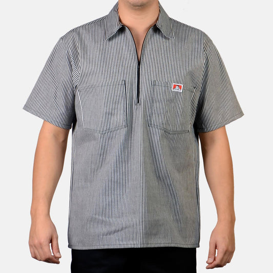 Ben Davis 1/2 Zip Short Sleeve Stripe Black #176