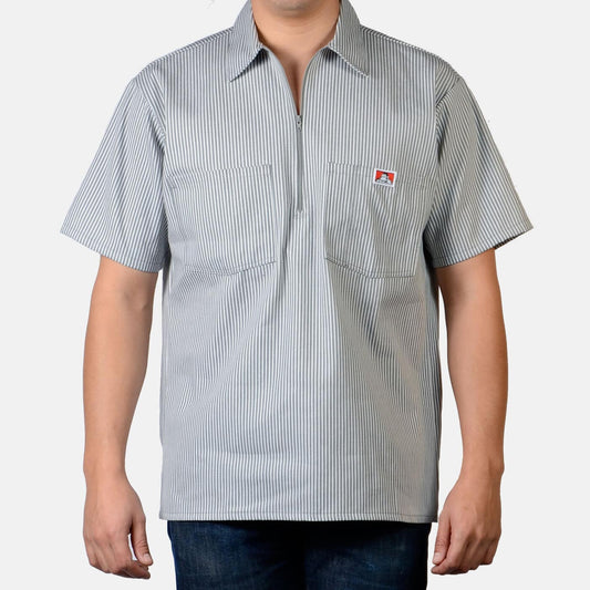 Ben Davis 1/2 Zip Short Sleeve Stripe Grey 60512 #179